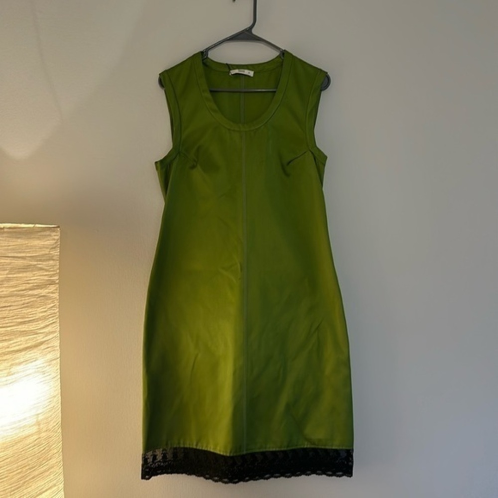 PRADA | Green and black lace bottom dress